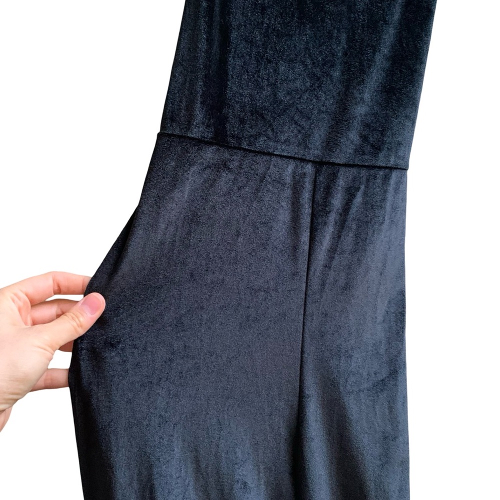 ASOS Collusion UK Black Velvet Jumpsuit Spaghetti Strap V Neck Cross Back Witchy - Picture 4 of 16